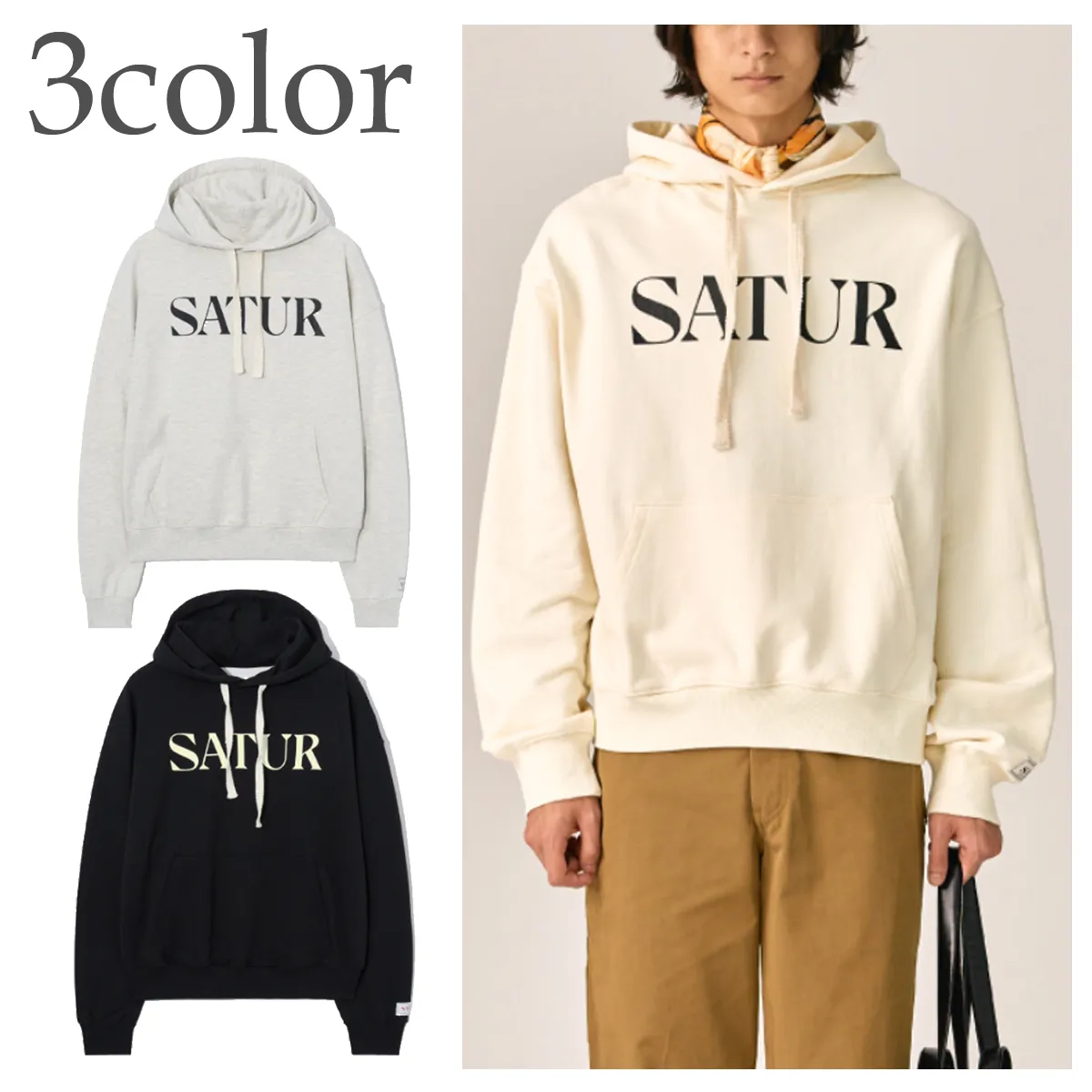 SATUR Unisex Hoodies - Stylish Plain Cotton Logo Hoodies for Streetwear