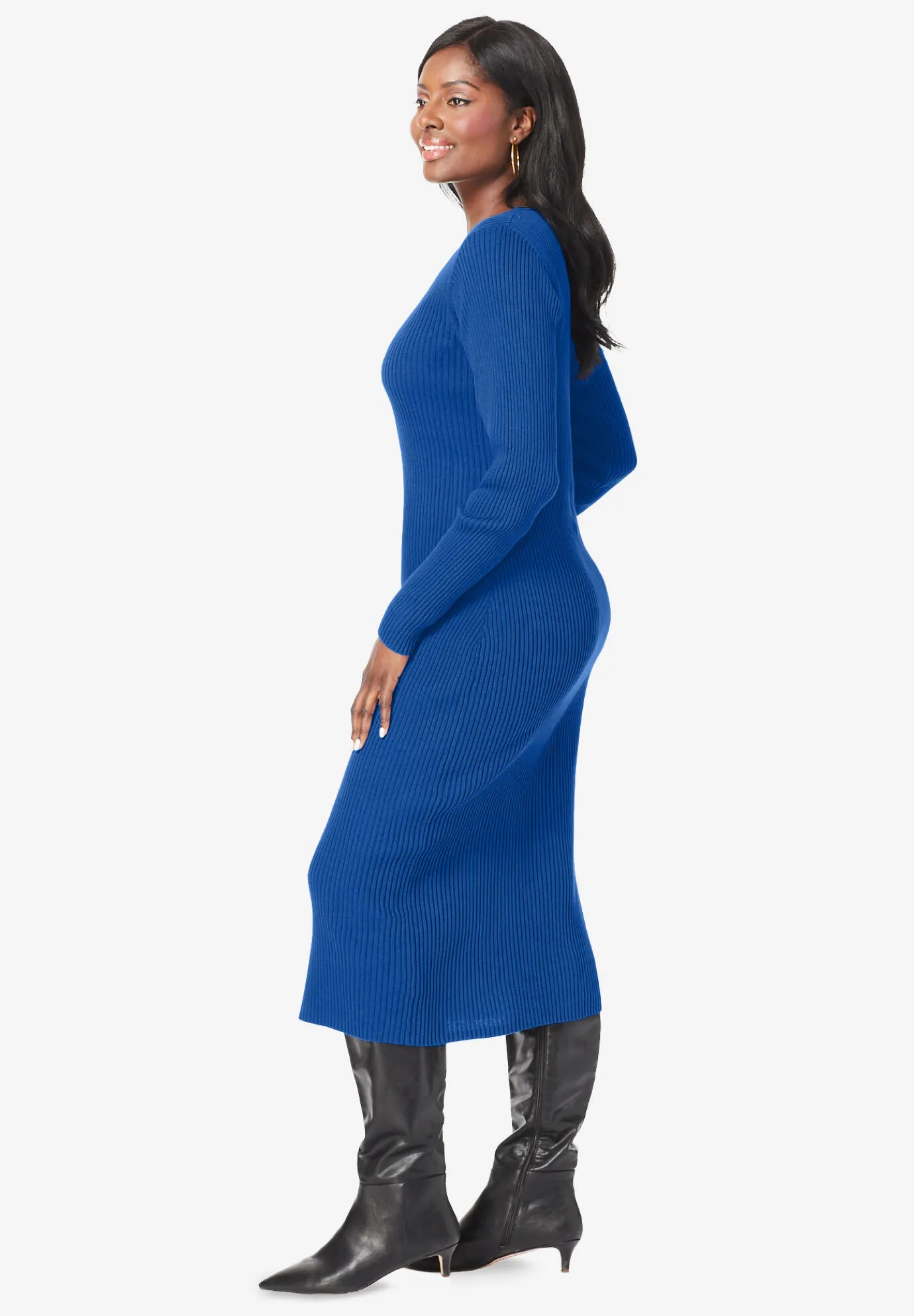 Scoop-Neck Sweater Dress