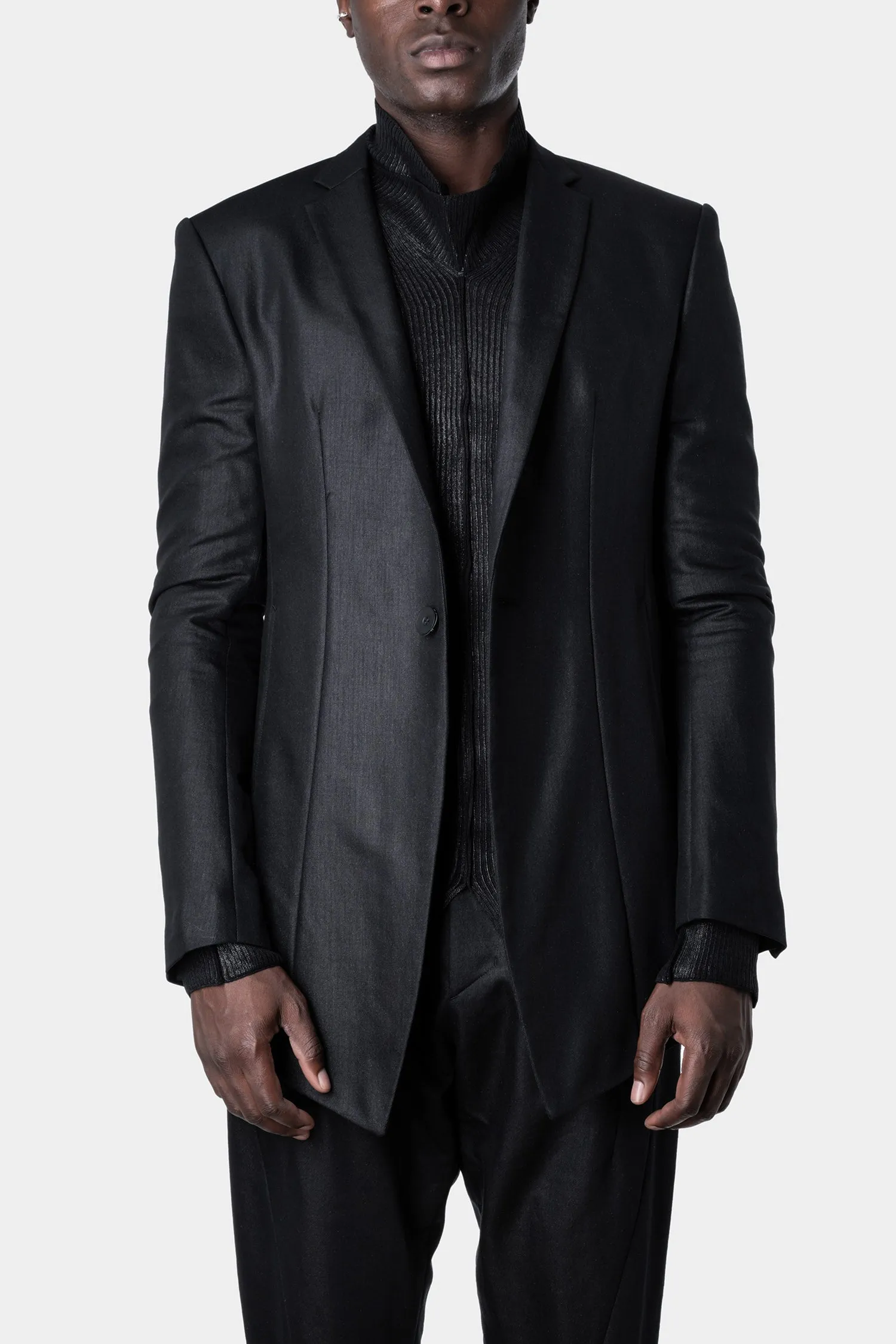 Single button wool twill blazer