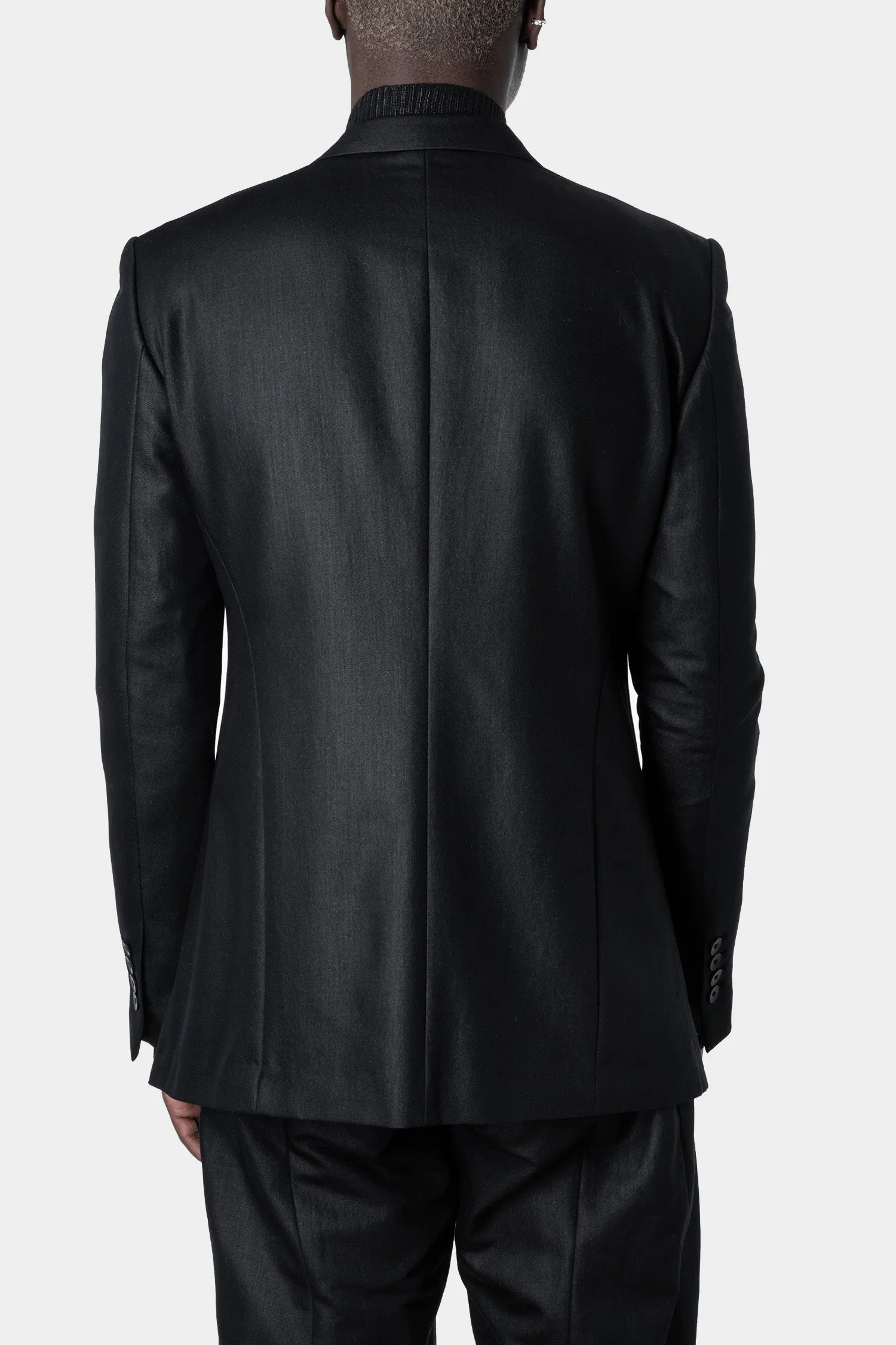 Single button wool twill blazer