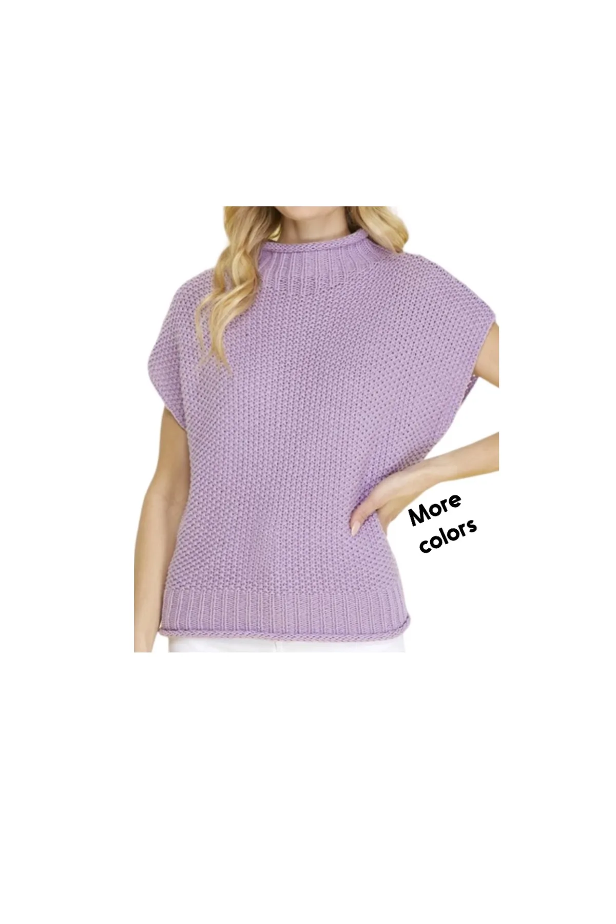 SLEEVELESS MOCK NECK SWEATER