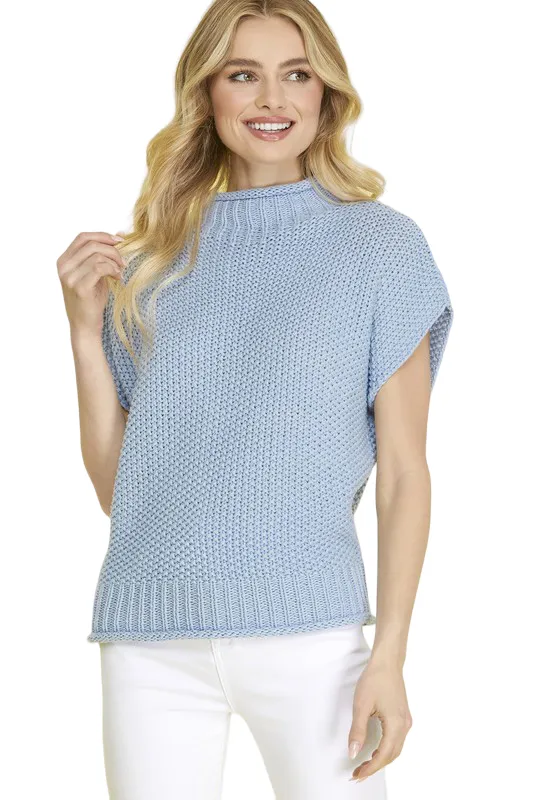 SLEEVELESS MOCK NECK SWEATER