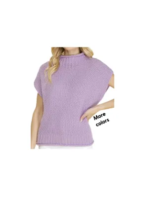 SLEEVELESS MOCK NECK SWEATER