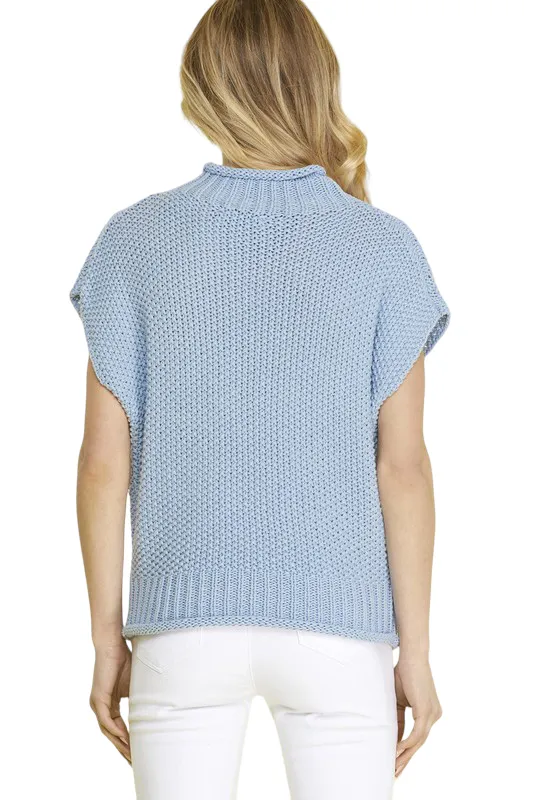 SLEEVELESS MOCK NECK SWEATER