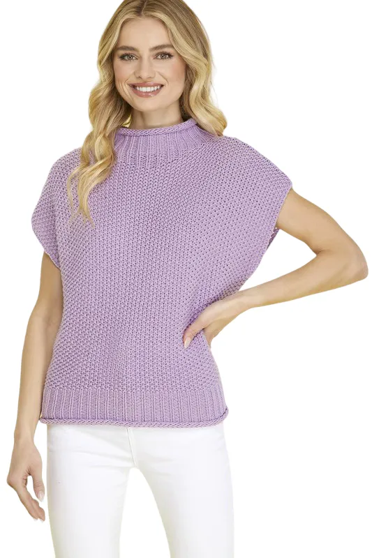 SLEEVELESS MOCK NECK SWEATER