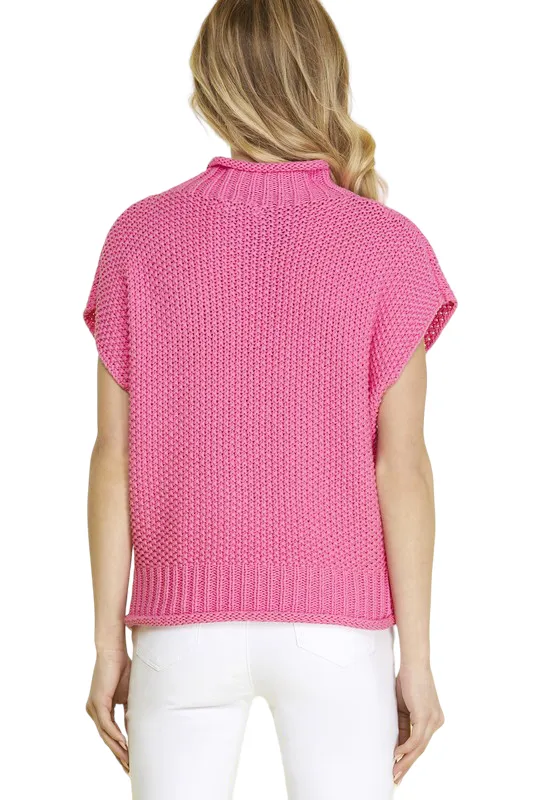 SLEEVELESS MOCK NECK SWEATER