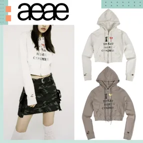 Street Style Long Sleeves Plain Cotton Logo - AEAE