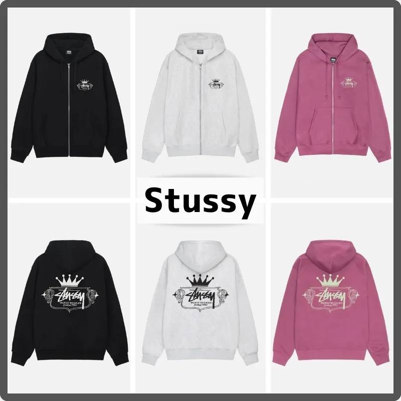 Stussy | Plain Cotton Logo Unisex Street Style Long Sleeves