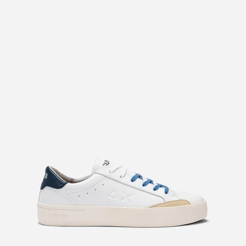 Sun68 Street Leather White Navy Blue Sneakers