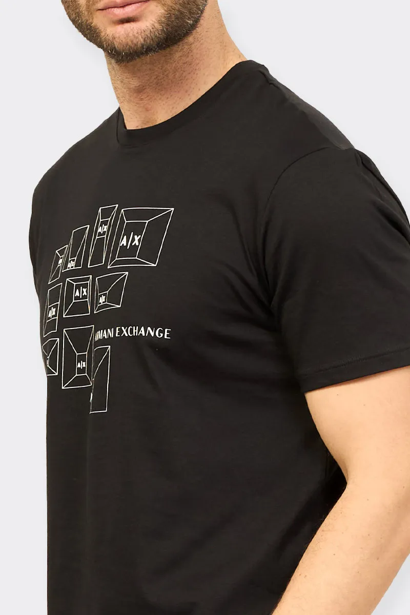 T-shirt nera con logo Cube manica corta.