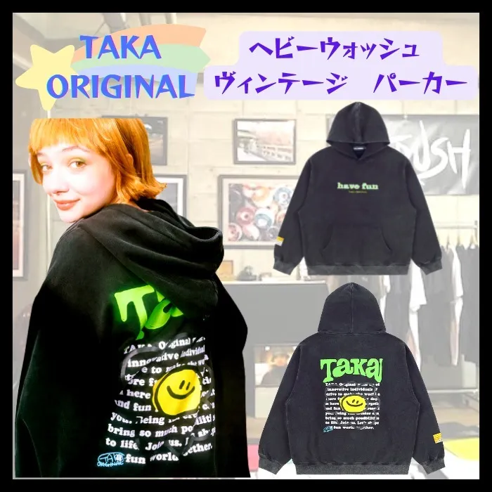 TAKA ORIGINAL | Long Sleeve Oversized Logo Hoodies for Unisex Street Style