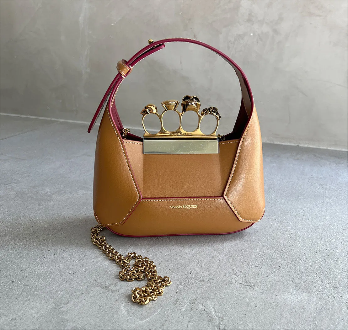 Tan/Gold Mini Hobo Bag with Jewelled Detail