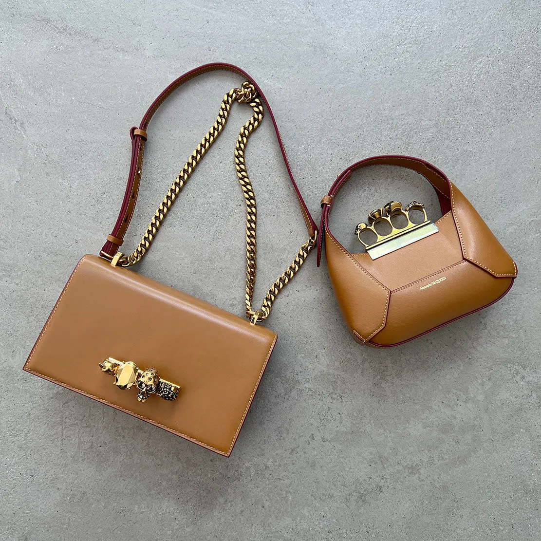 Tan/Gold Mini Hobo Bag with Jewelled Detail