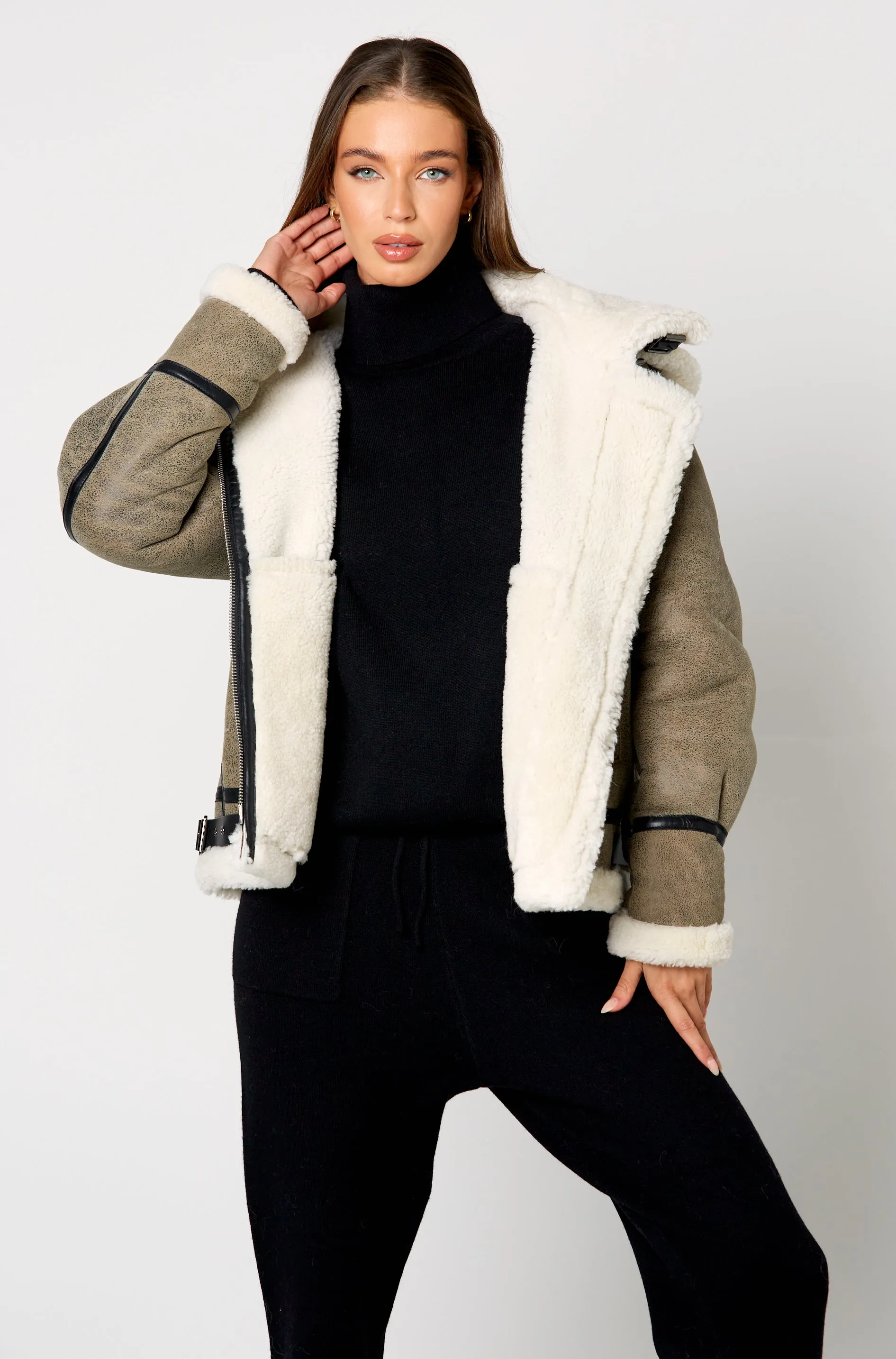 Tate Shearling Jacket with Hood