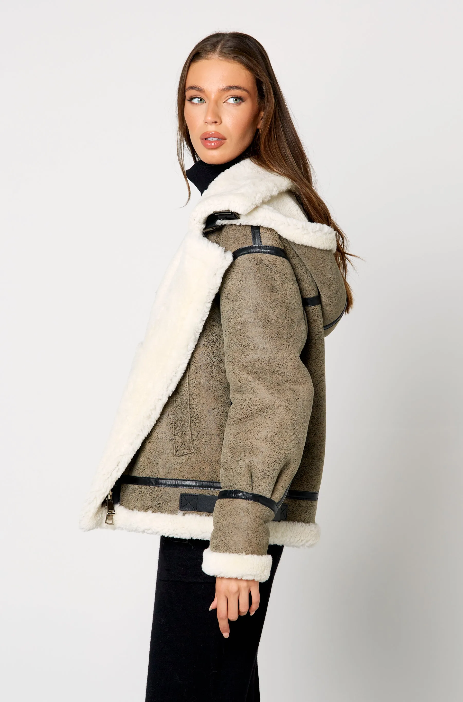 Tate Shearling Jacket with Hood