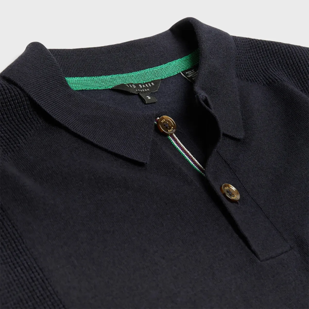 Ted Baker Navy BUMP Knitted Polo Shirt