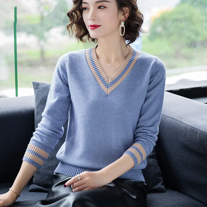 Temperament V-neck sweater