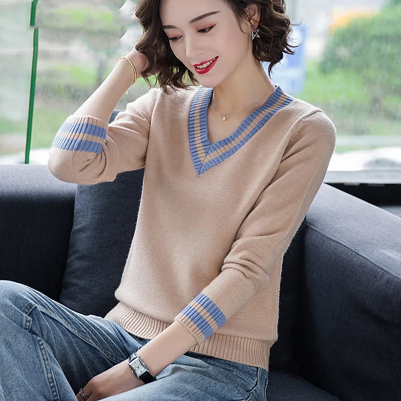 Temperament V-neck sweater