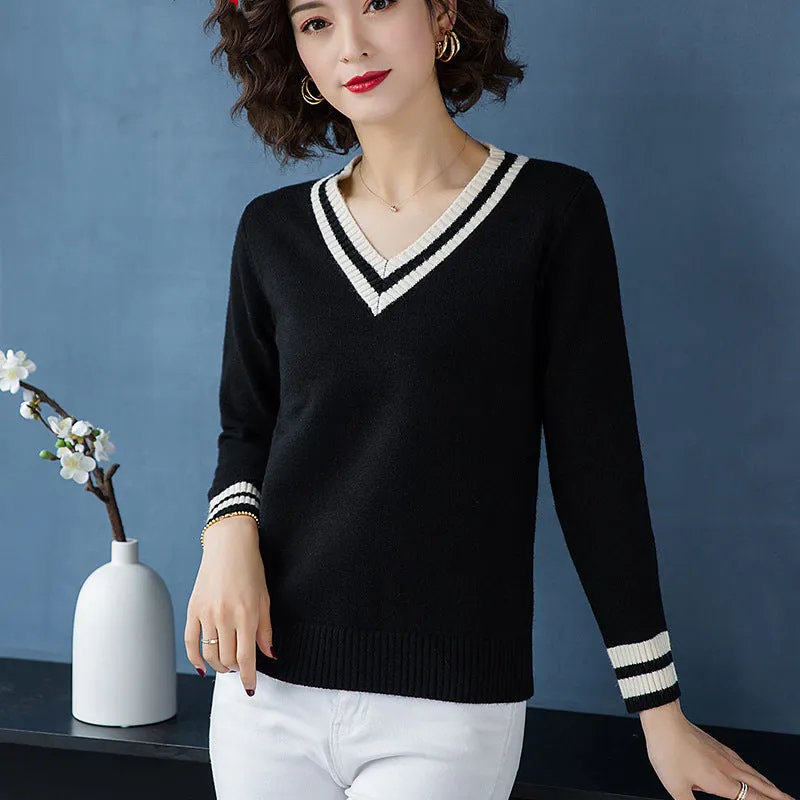 Temperament V-neck sweater