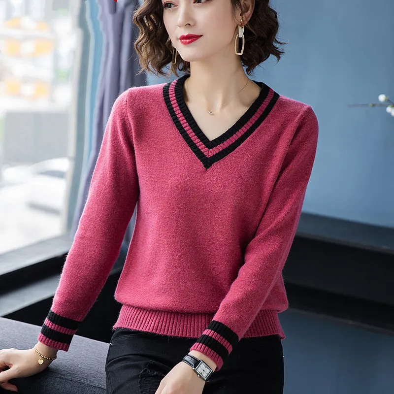 Temperament V-neck sweater