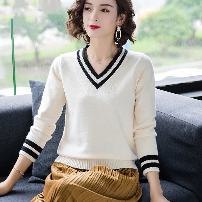 Temperament V-neck sweater