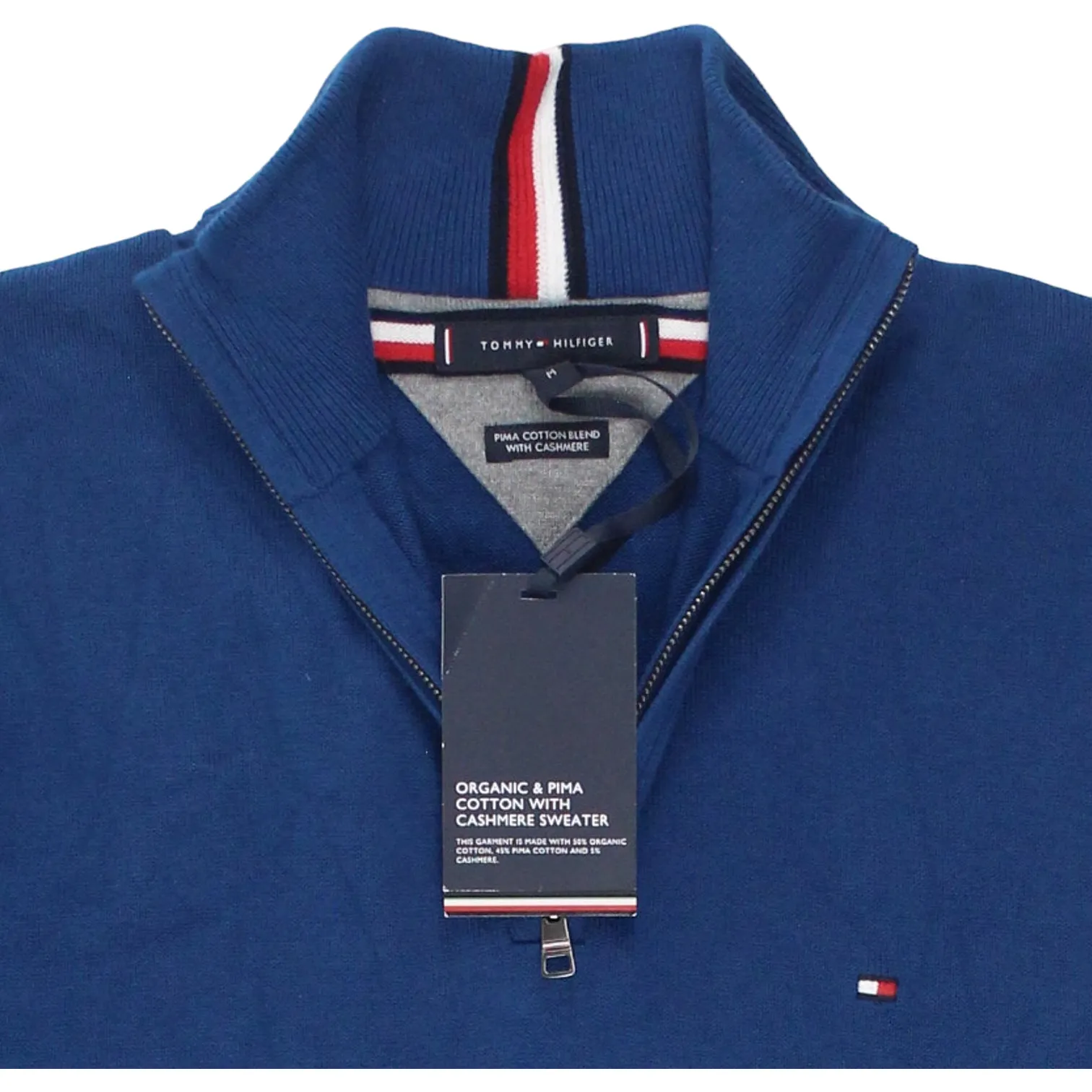 Tommy Hilfiger Blue 1/4 Zip Cotton/Cashmere Sweater