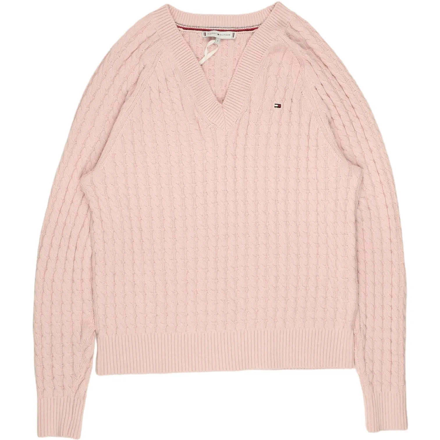 Tommy Hilfiger Pink Cable V-Neck Sweater