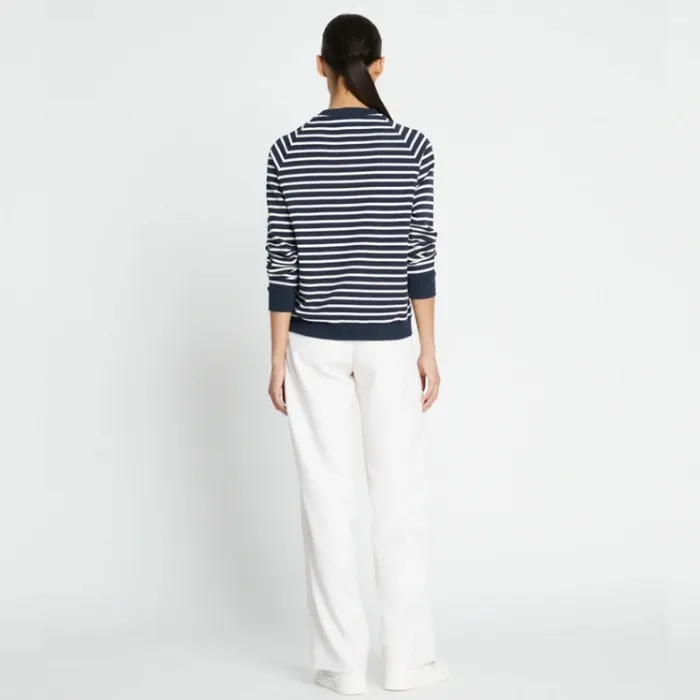 Tory Burch crew neck stripes long sleeves cotton logo shirt