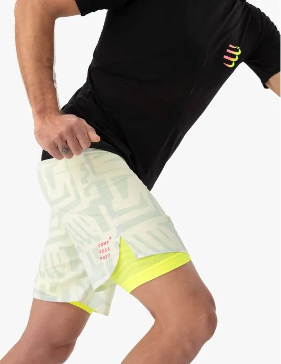 Trail Racing 2-In-1 Short for Men Sugar Swizzle/Ice Flow Safety Yellow