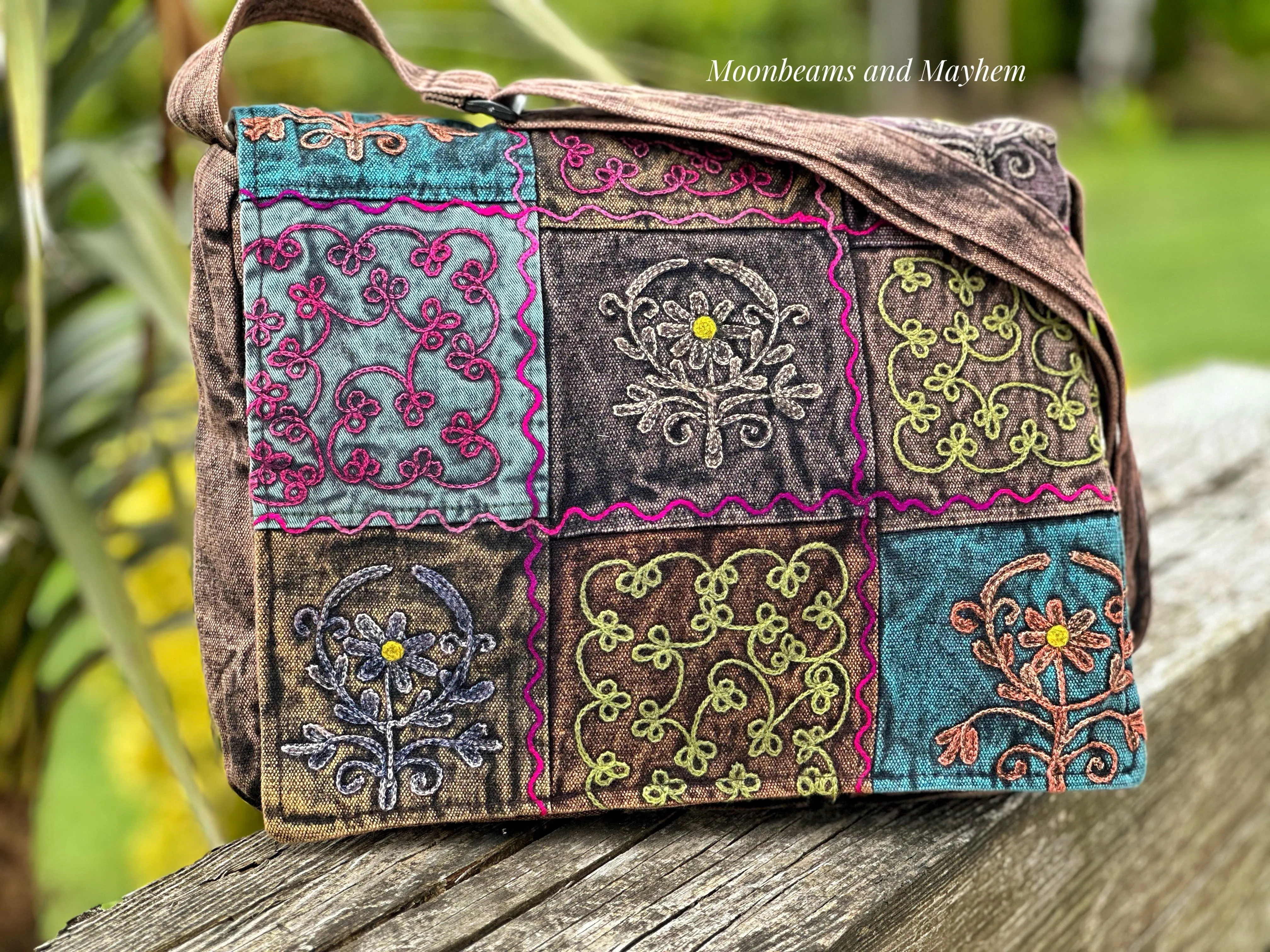 Urban Mauve Folk Art Satchel Shoulder Bag - Urban Mauve Shoulder Bag Satchel - Folk Art Print