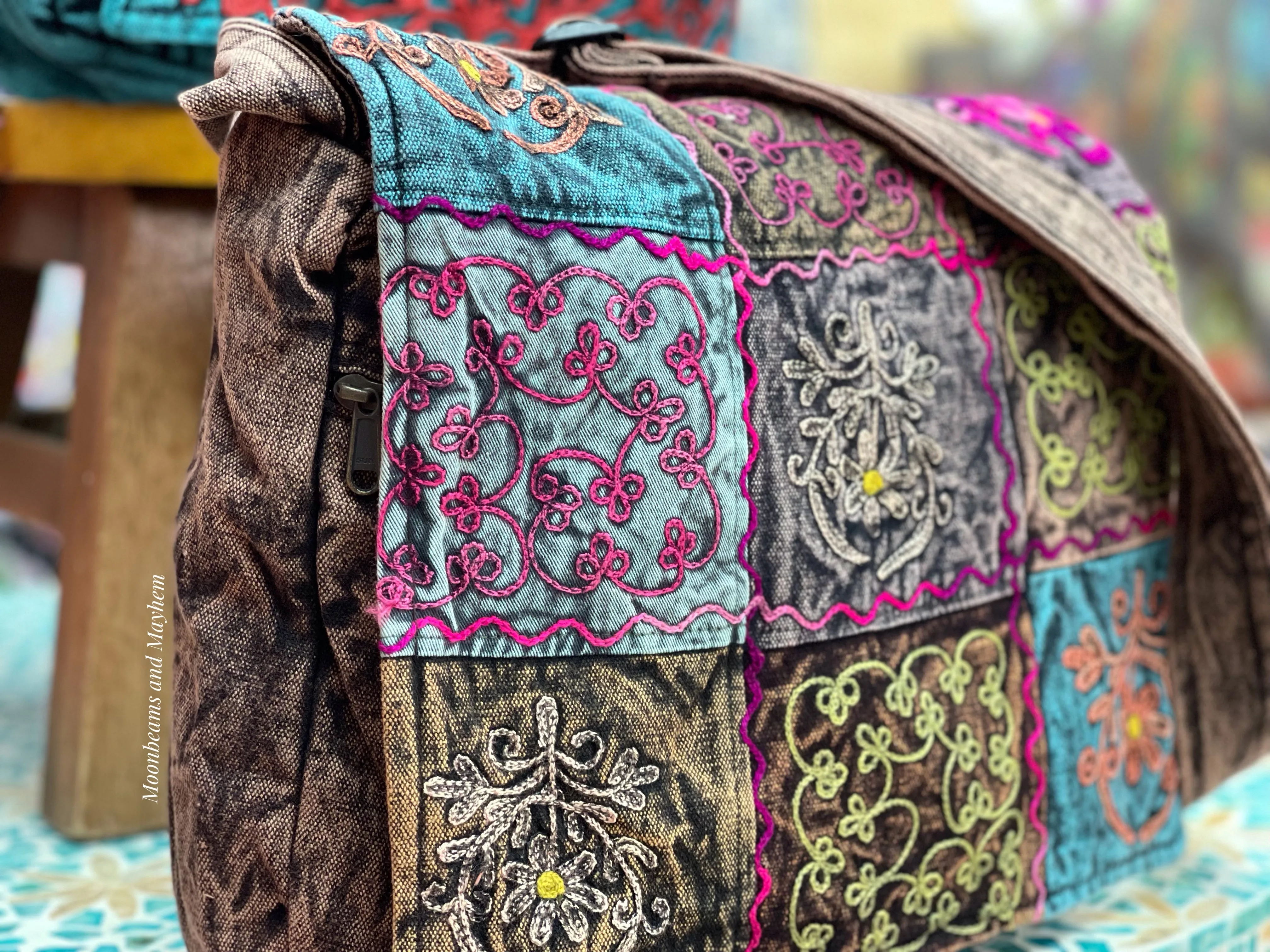 Urban Mauve Folk Art Satchel Shoulder Bag - Urban Mauve Shoulder Bag Satchel - Folk Art Print