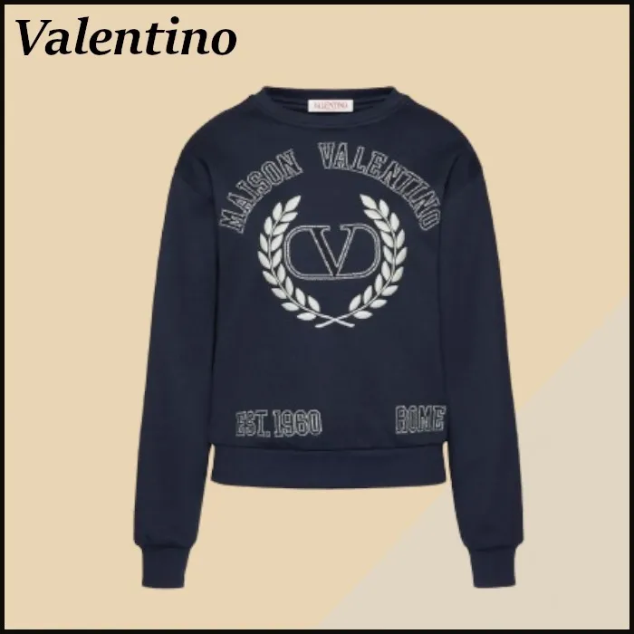 VALENTINO crew neck nylon blend long sleeve cotton logo