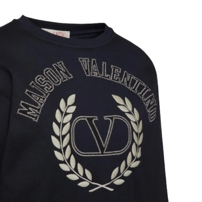 VALENTINO crew neck nylon blend long sleeve cotton logo