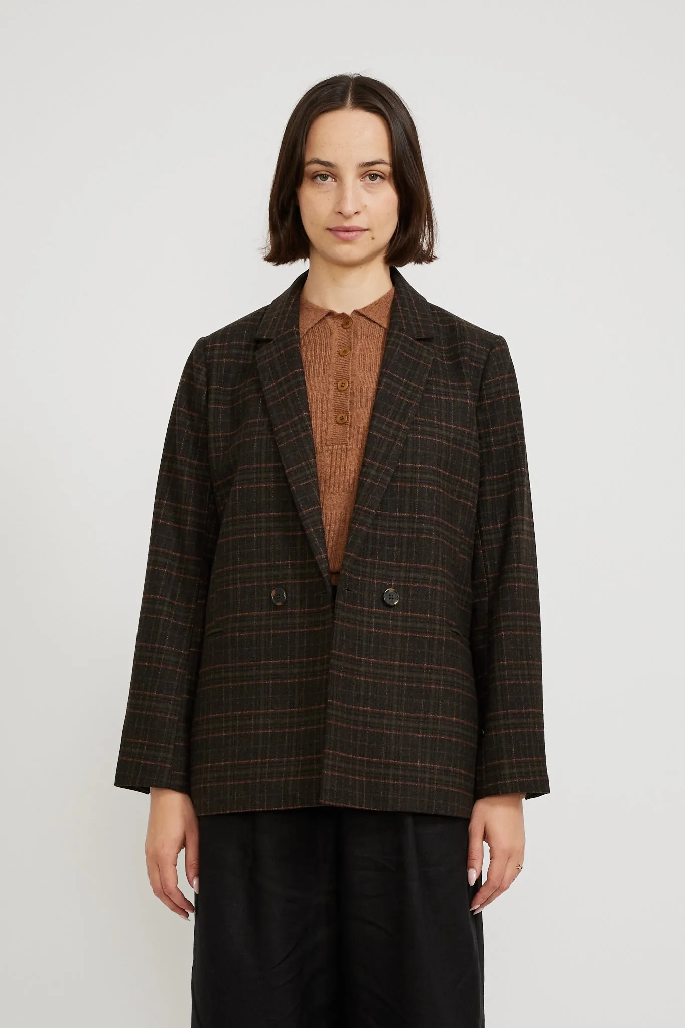 Valina Herringbone Blazer Tartan