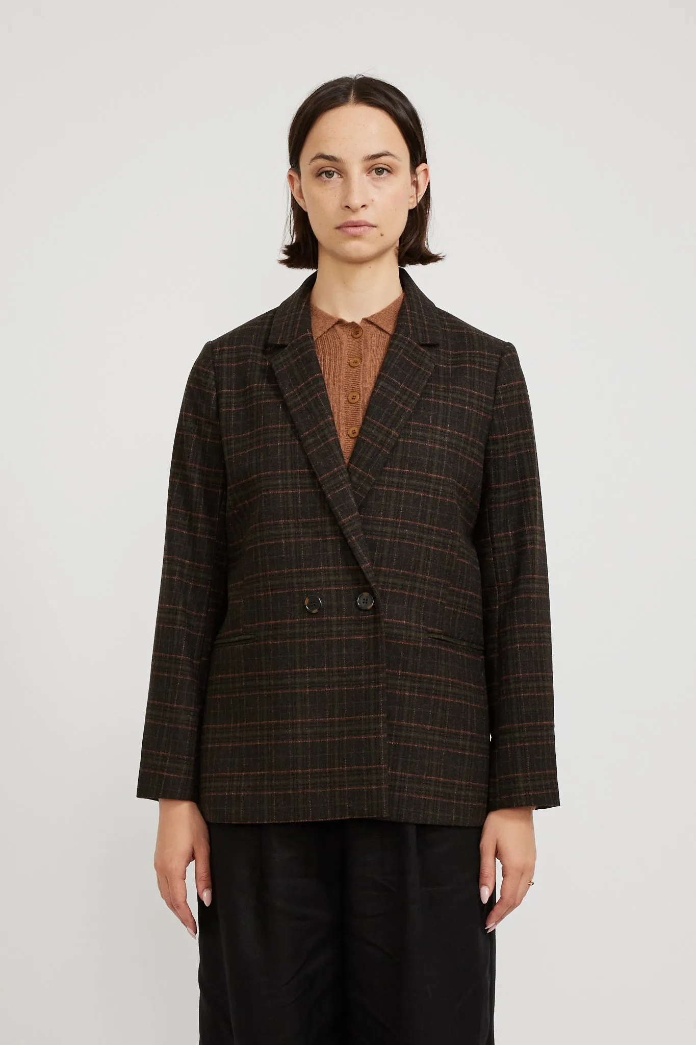 Valina Herringbone Blazer Tartan