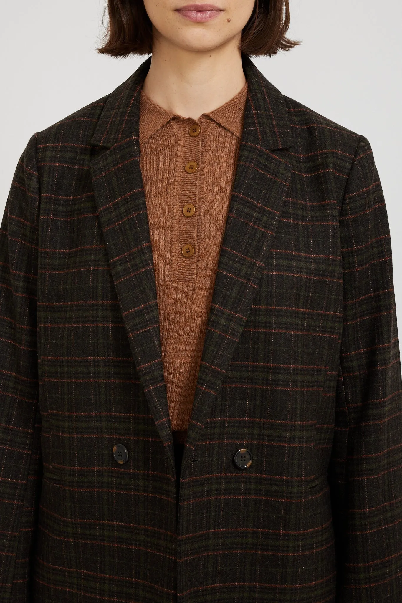 Valina Herringbone Blazer Tartan