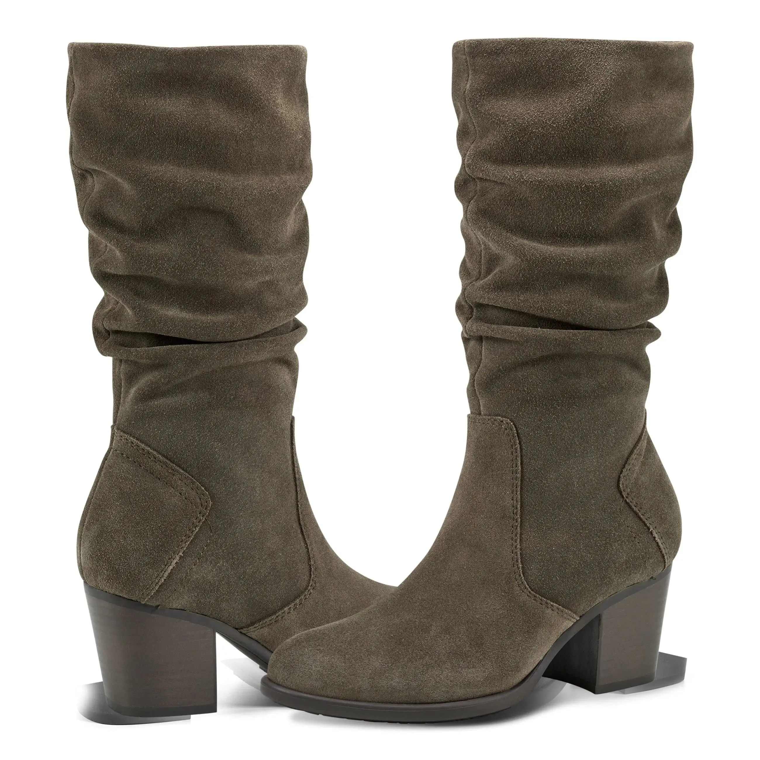 Vine Block Heel Almond Toe Casual Boots