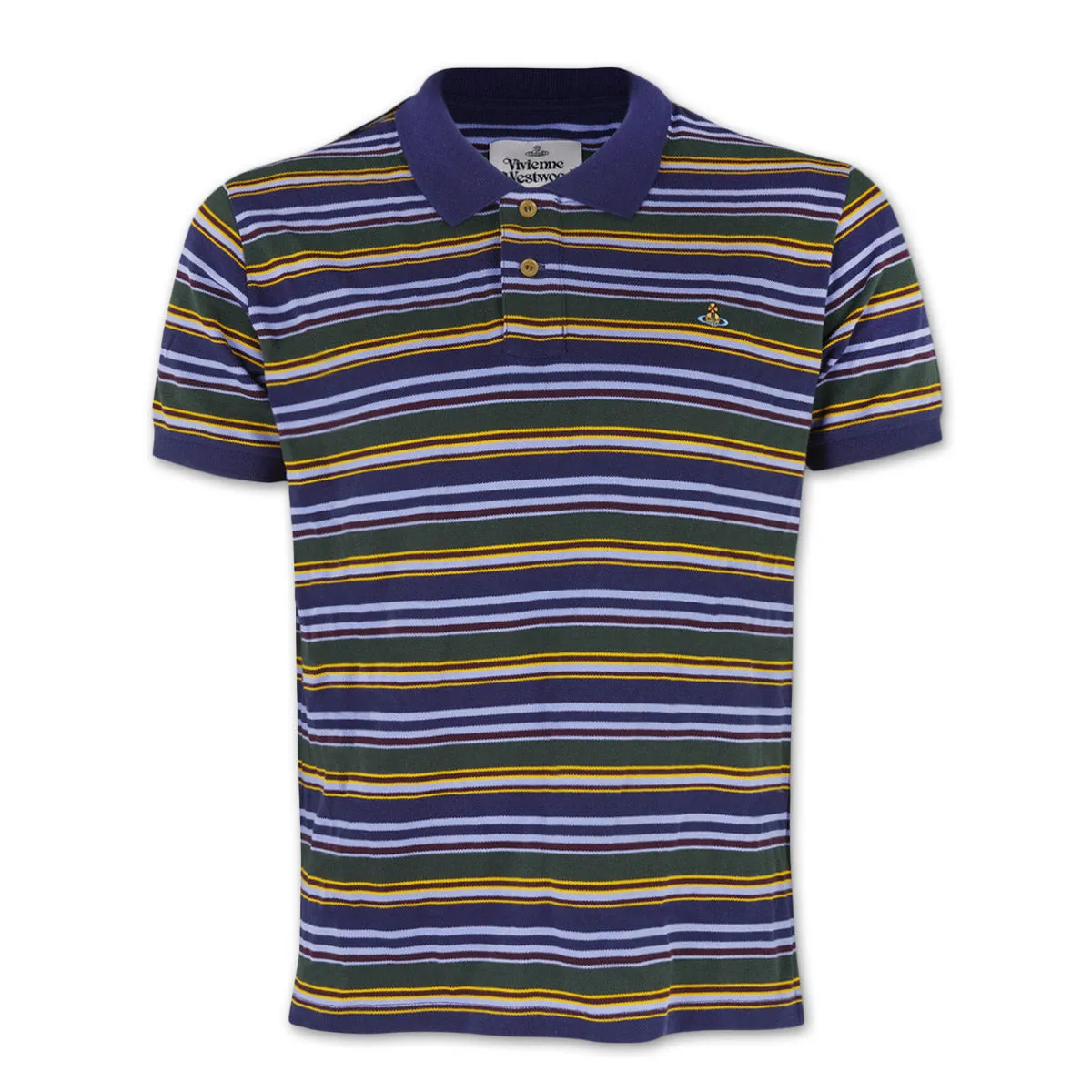 Vivienne Westwood - Navy Green Striped Polo