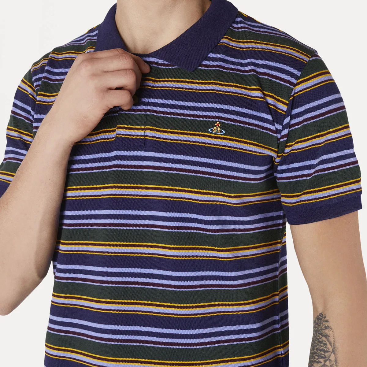 Vivienne Westwood - Navy Green Striped Polo