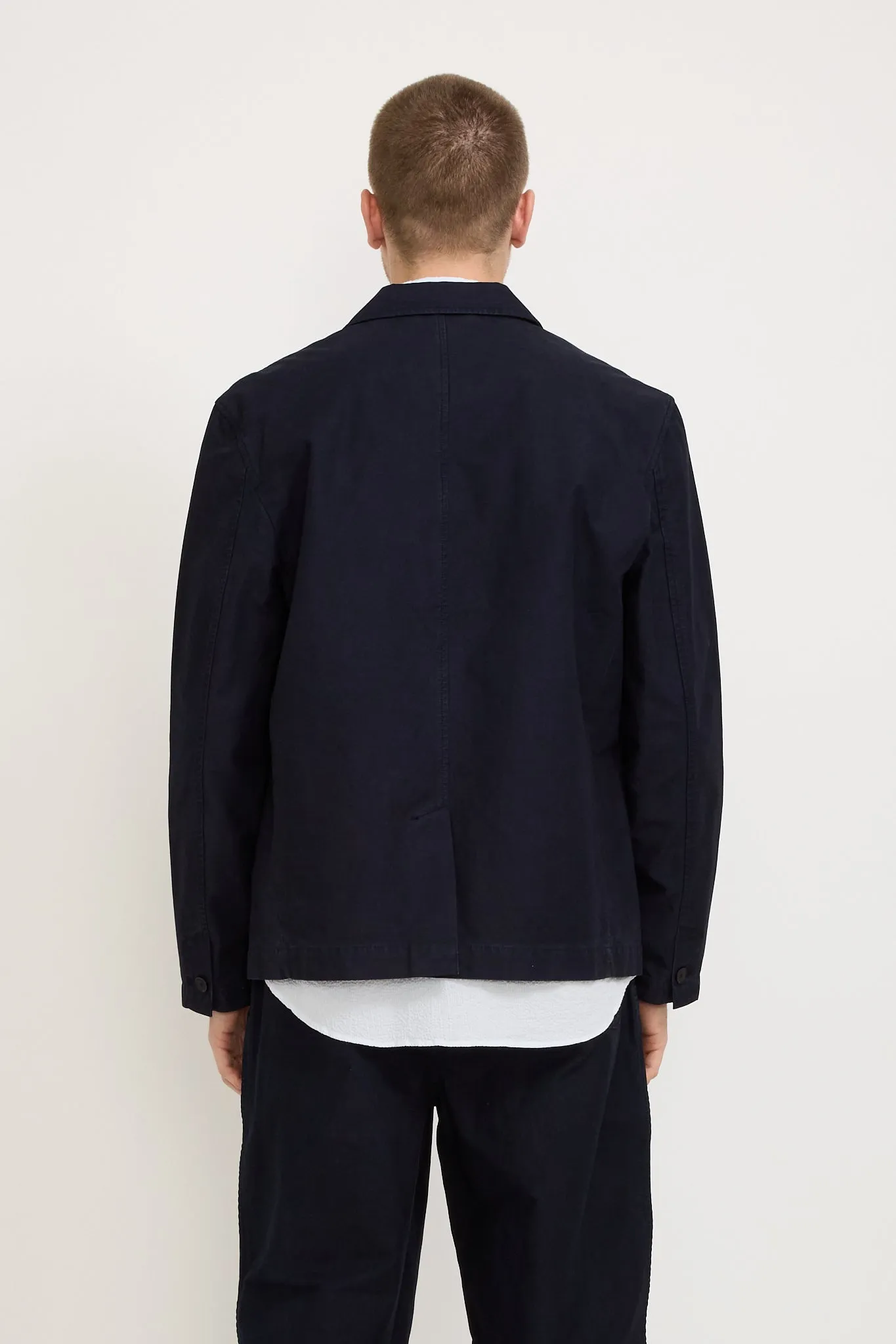 Wide Fit Blazer Navy Linear Texture