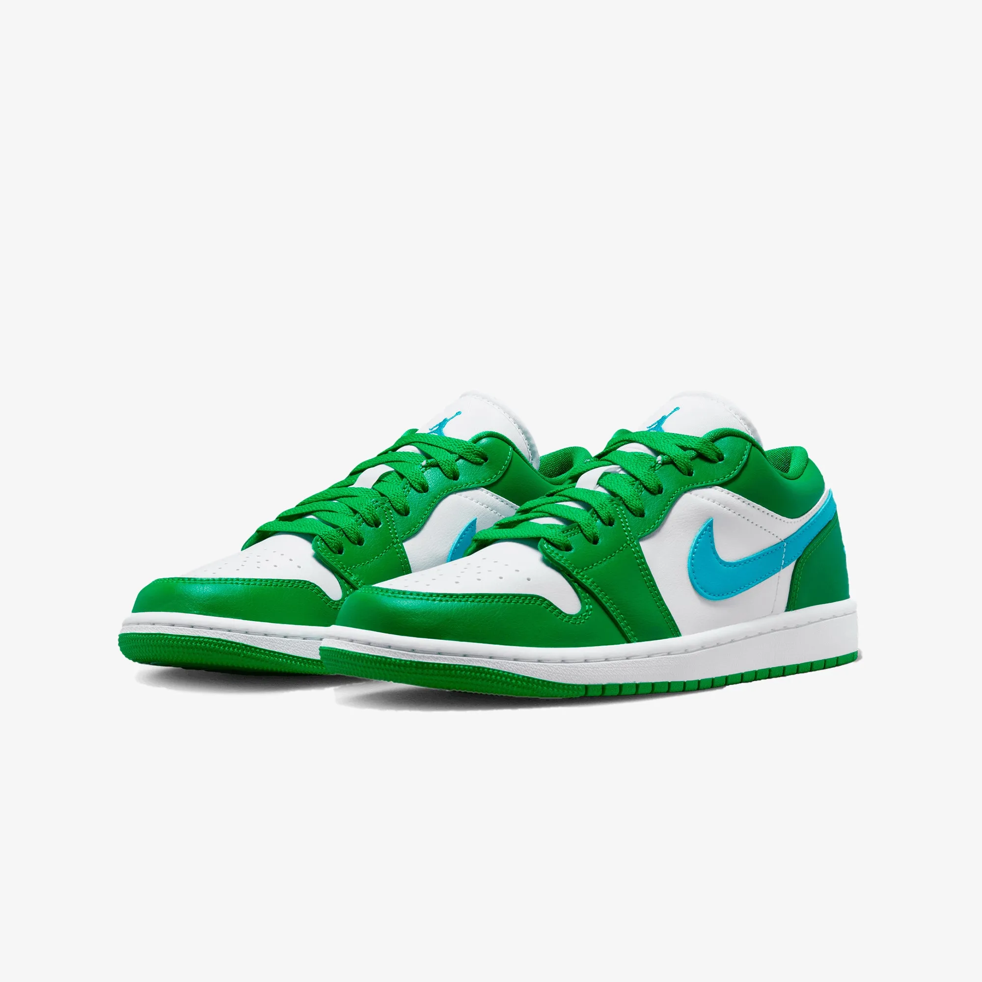 Women's Air Jordan 1 Low in Lucky Green And Aquatone with White