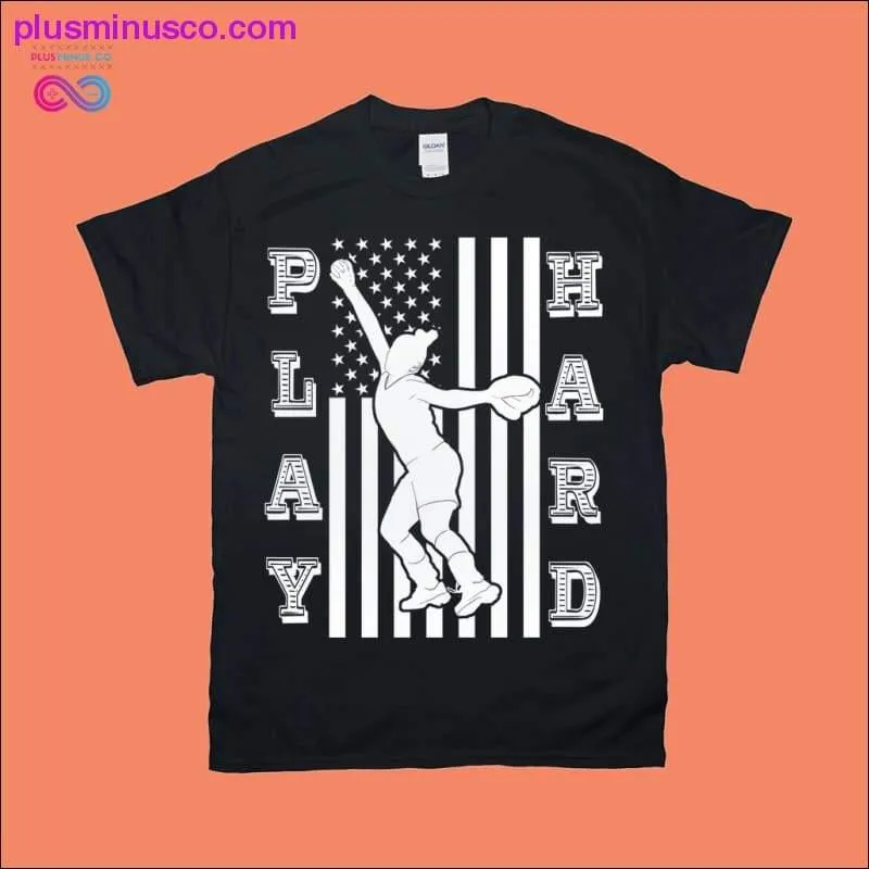 Women's softball shirts | Play hard | Patriotic American flag design