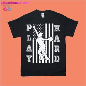 Women's softball shirts | Play hard | Patriotic American flag design