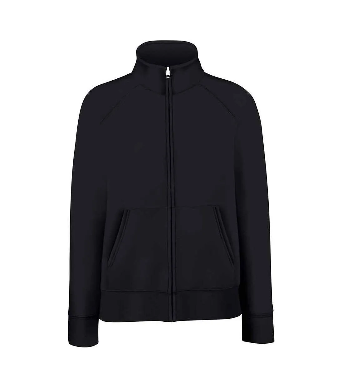 Womens/ladies lady fit sweat jacket black Fruit of the Loom