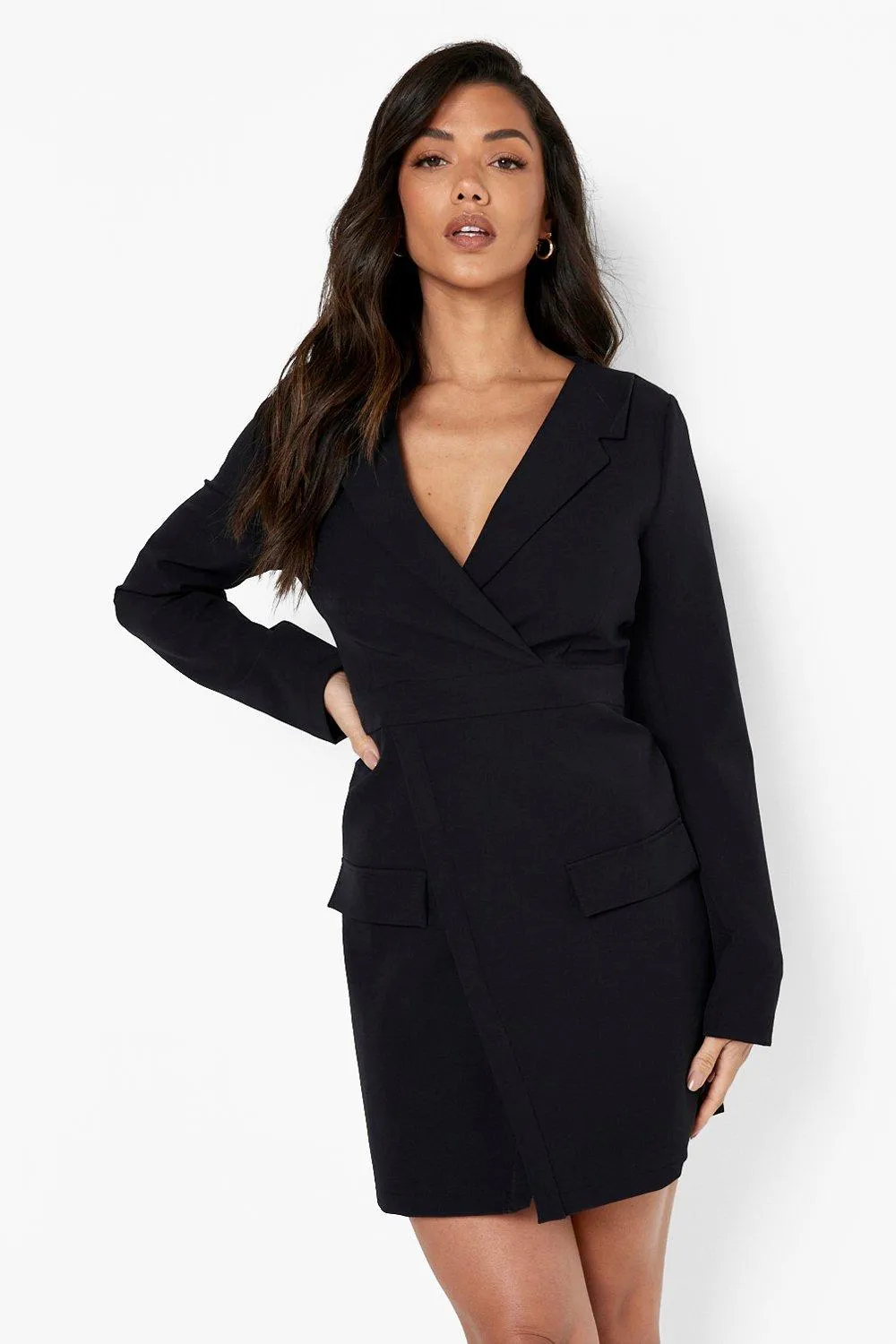 Wrap Detail Long Sleeve Blazer Dress