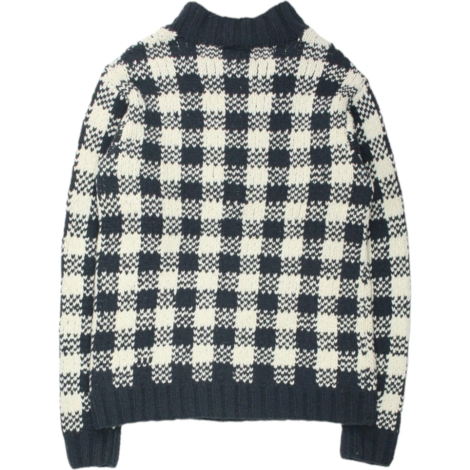 YMC Grey/Stone Check Bluto Knit Sweater