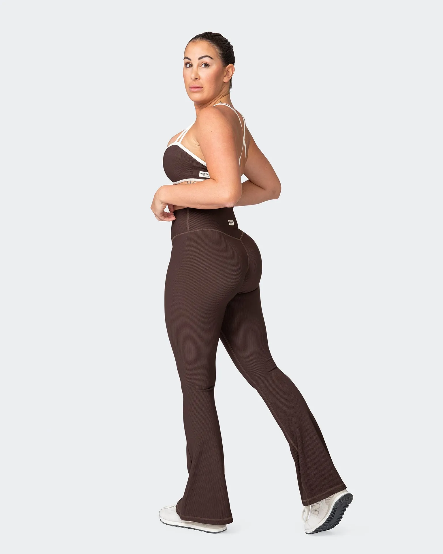 Zero Rise Rib Flare Leggings - Cocoa