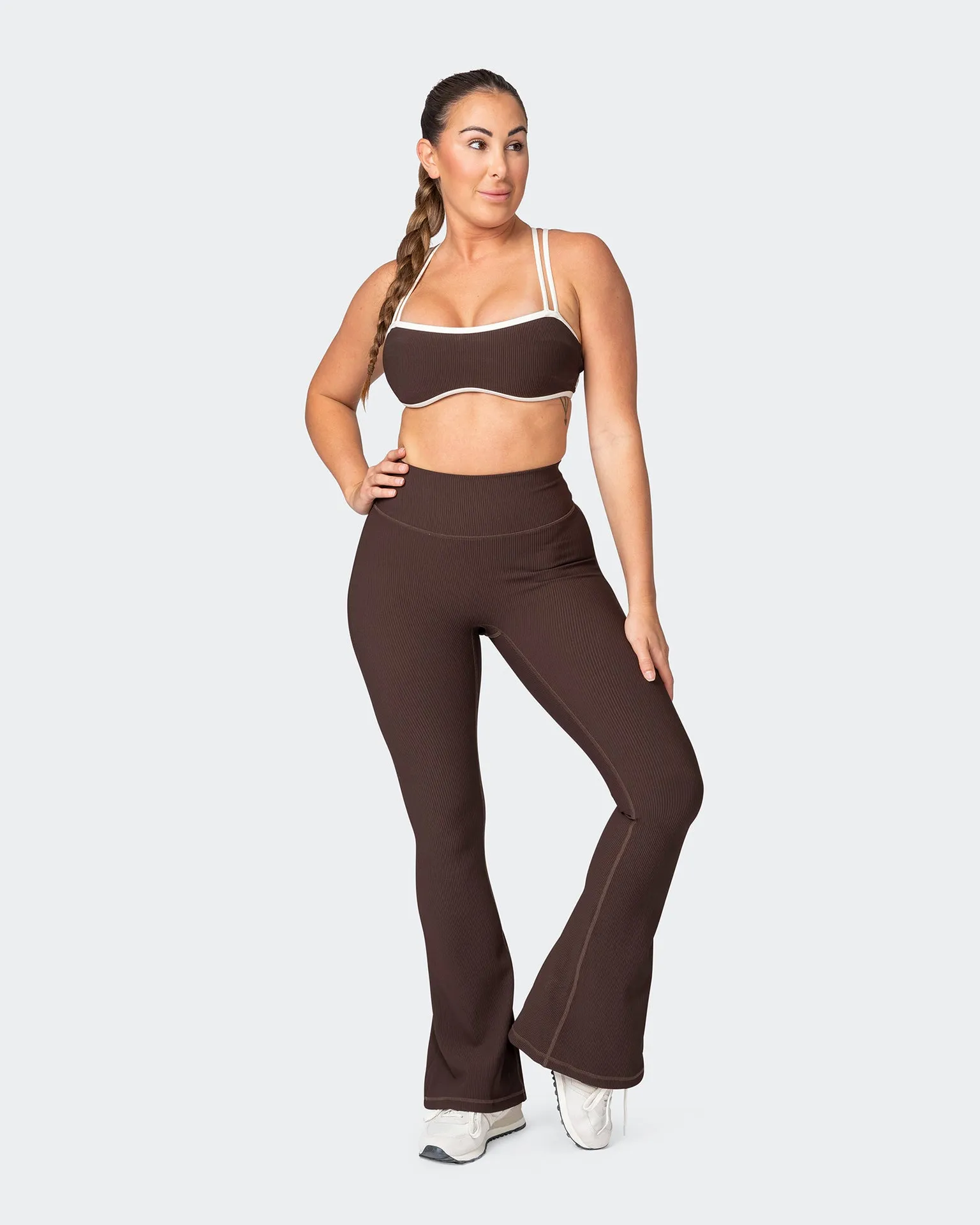 Zero Rise Rib Flare Leggings - Cocoa